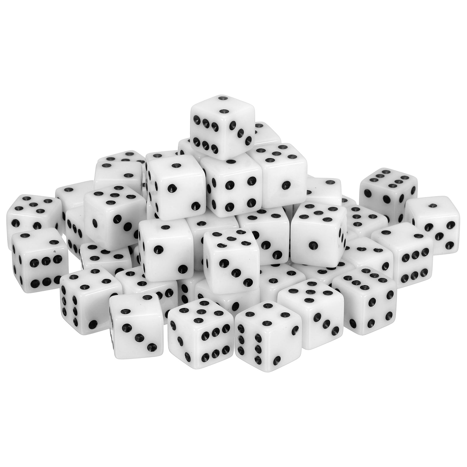 50Pack 6 Sided Acrylic Dice, 19mm/0.75" Large D6 Opaque Game Dice Bulk for Table Board Games Birthday Theme Party Fun Supply, White