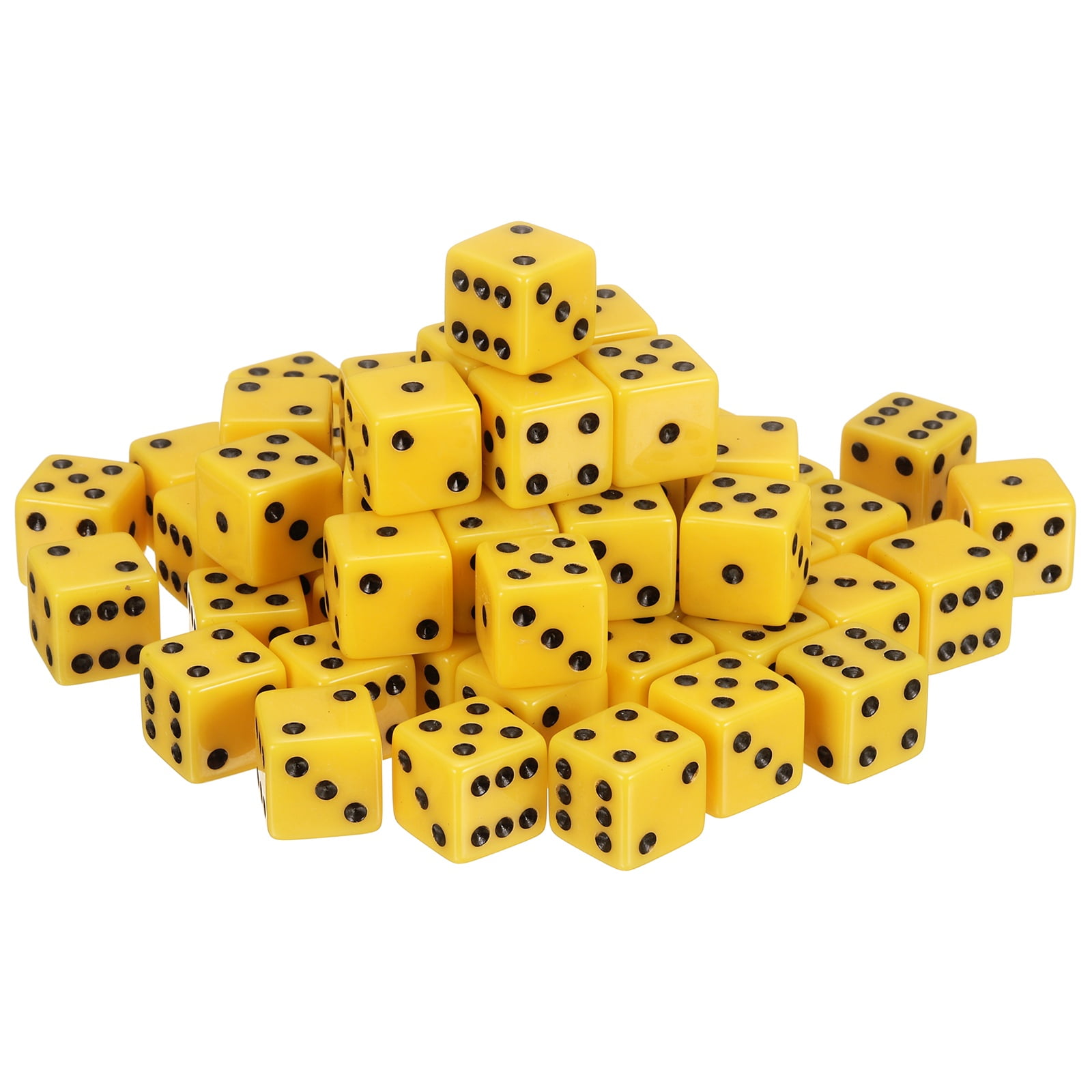 50Pack 6 Sided Acrylic Dice, 19mm/0.75" Large D6 Opaque Game Dice Bulk for Table Board Games Birthday Theme Party Fun Supply, Yellow