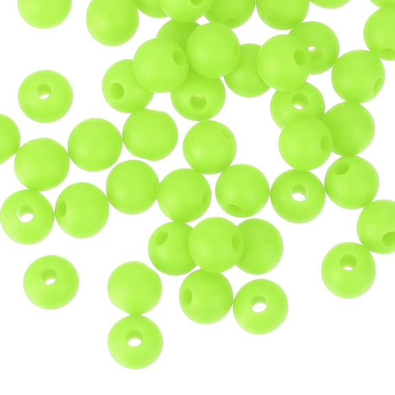 Uxcell 50 Pack 6mm Silicone Beads, Round Loose Rubber Bead for DIY Fluorescent Green