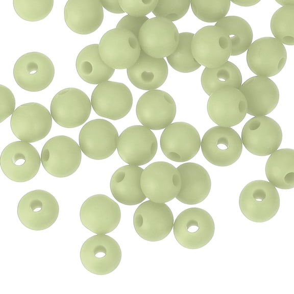Uxcell 50 Pack 6mm Silicone Beads, Round Loose Rubber Bead for DIY Jasmine Green