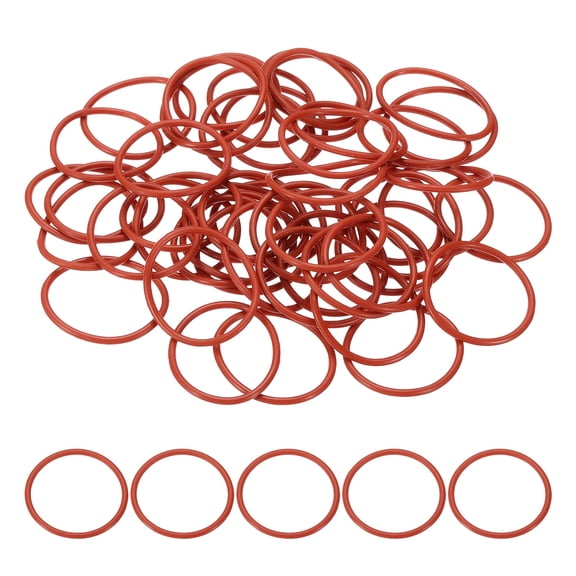 50Pack AS568 AS-023 Silicone O-Ring, 70A Durometer, 1-1/16" ID, 1-3/16" OD, 1/16" Width Sealing Gasket for Automotive Machine Pipe Valves, -40C-200C, Red