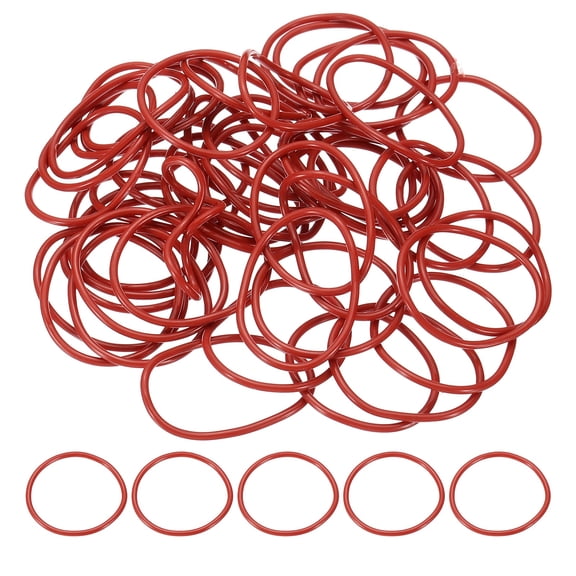 50Pack AS568 AS-024 Silicone O-Ring, 70A Durometer, 1-1/8" ID, 1-1/4" OD, 1/16" Width Sealing Gasket for Automotive Machine Pipe Valves, -40C-200C, Red