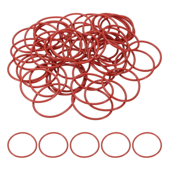 50Pack AS568 AS-026 Silicone O-Ring, 70A Durometer, 1-1/4" ID, 1-3/8" OD, 1/16" Width Sealing Gasket for Automotive Machine Pipe Valves, -40C-200C, Red