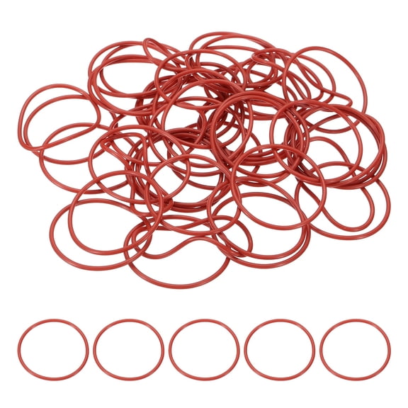 50Pack AS568 AS-028 Silicone O-Ring, 70A Durometer, 1-3/8" ID, 1-1/2" OD, 1/16" Width Sealing Gasket for Automotive Machine Pipe Valves, -40C-200C, Red