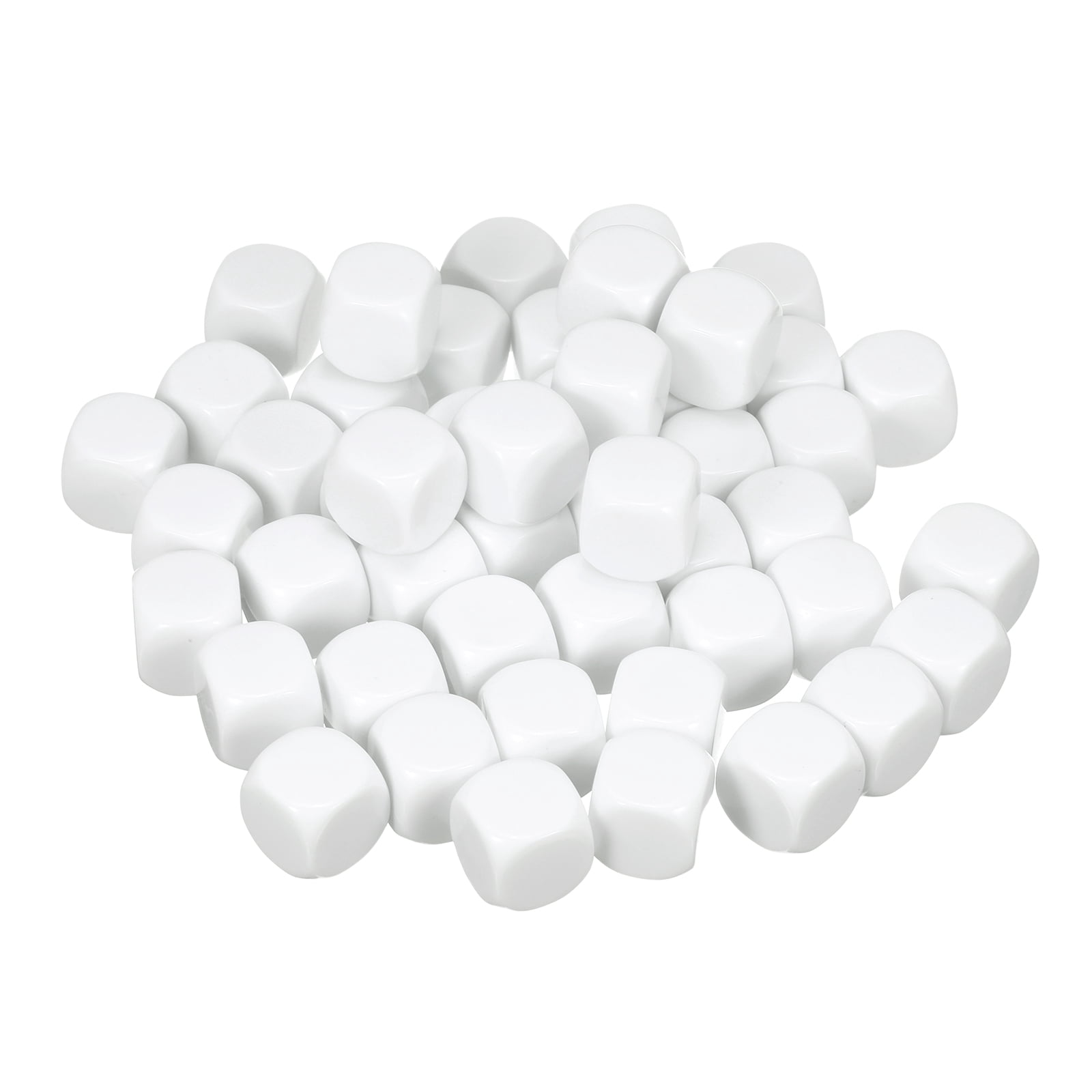50Pack Acrylic Blank Dice, 18mm/0.71" Acrylic Rounded Corner Six Sided Blank White Dice Blocks with Smoothed Surface for Board Games Party Fun