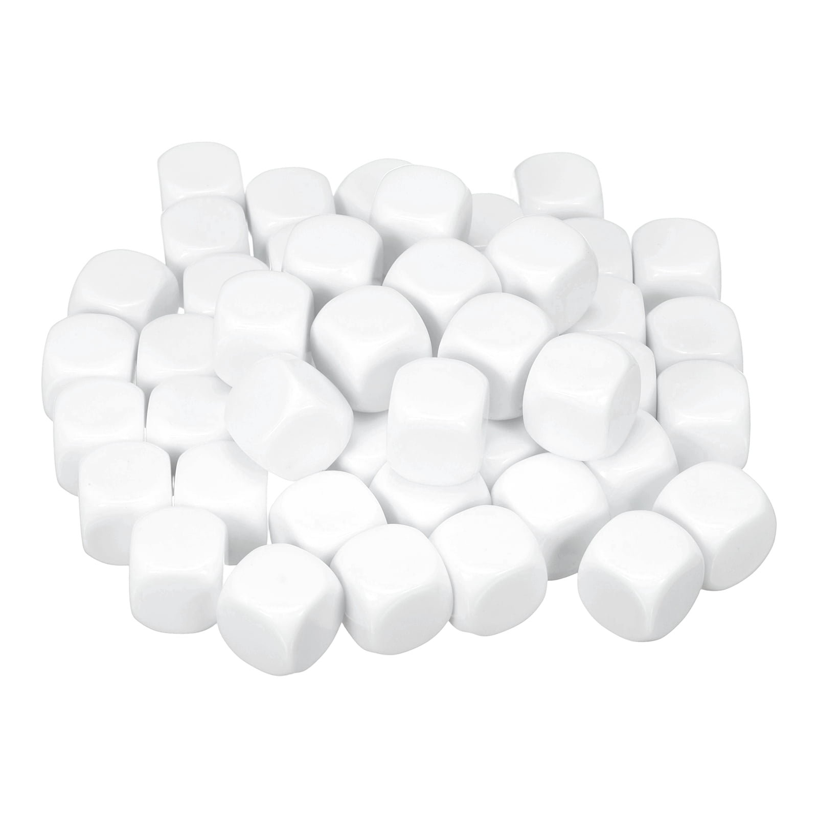 50Pack Acrylic Blank Dice, 20mm/0.79" Acrylic Rounded Corner Six Sided Blank White Dice Blocks with Smoothed Surface for Board Games Party Fun