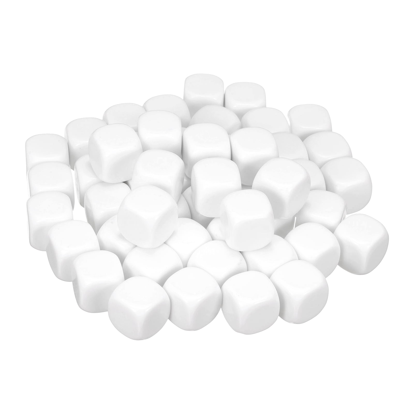 50Pack Acrylic Blank Dice, 22mm/0.87" Acrylic Rounded Corner Six Sided Blank White Dice Blocks with Smoothed Surface for Board Games Party Fun