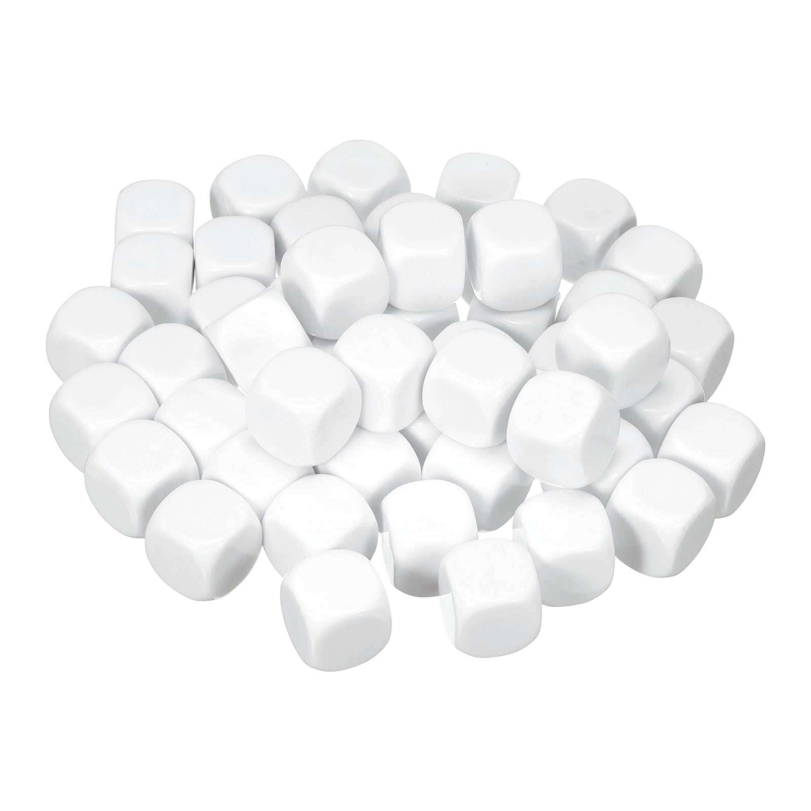 50Pack Acrylic Blank Dice, 25mm/0.98" Acrylic Rounded Corner Six Sided Blank White Dice Blocks with Smoothed Surface for Board Games Party Fun