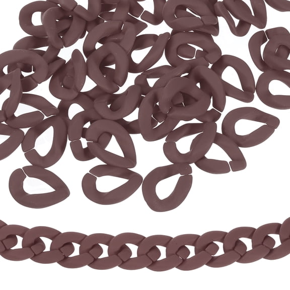 50Pack Acrylic Linking Chain Rings, 23mm Plastic C-Clips for DIY, Brown