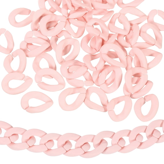 50Pack Acrylic Linking Chain Rings, 23mm Plastic C-Clips for DIY, Pink Red