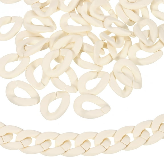 50Pack Acrylic Linking Chain Rings, 29mm Plastic C-Clips for DIY, Beige