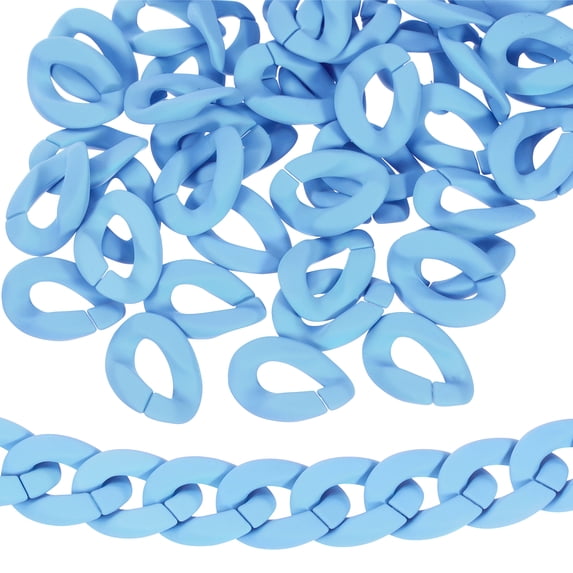50Pack Acrylic Linking Chain Rings, 29mm Plastic C-Clips for DIY, Sky Blue