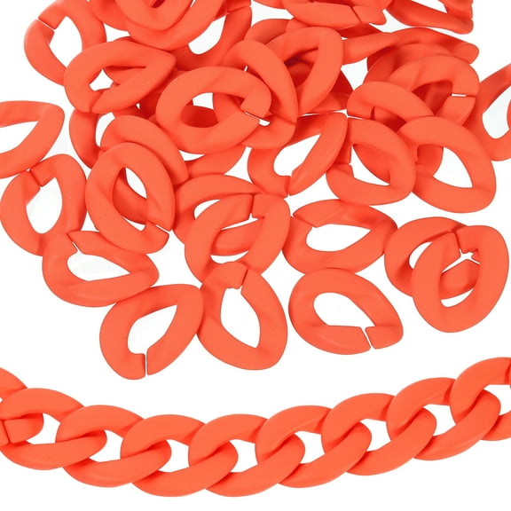 50Pack Acrylic Linking Chain Rings, 39mm Plastic C-Clips for DIY, Orange