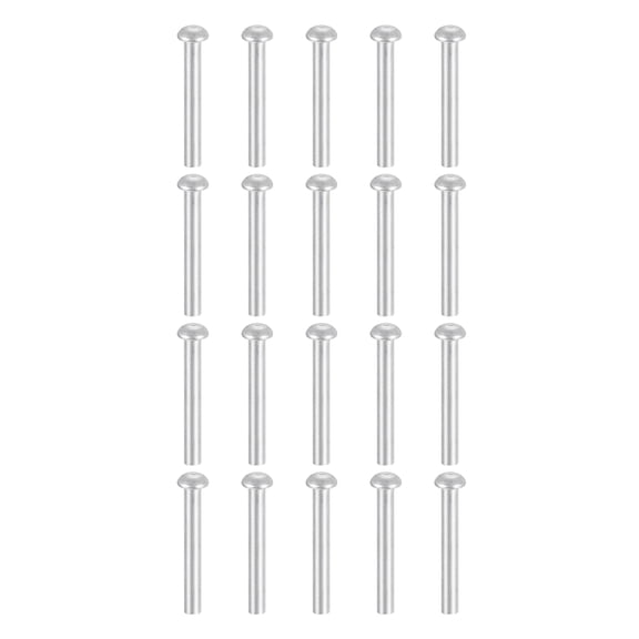 50Pack Brazier Head Rivets, M4 x 30mm Aluminum Solid Rivets, Silver Tone