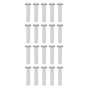 50Pack Brazier Head Rivets, M6 x 30mm Aluminum Solid Rivets, Silver Tone