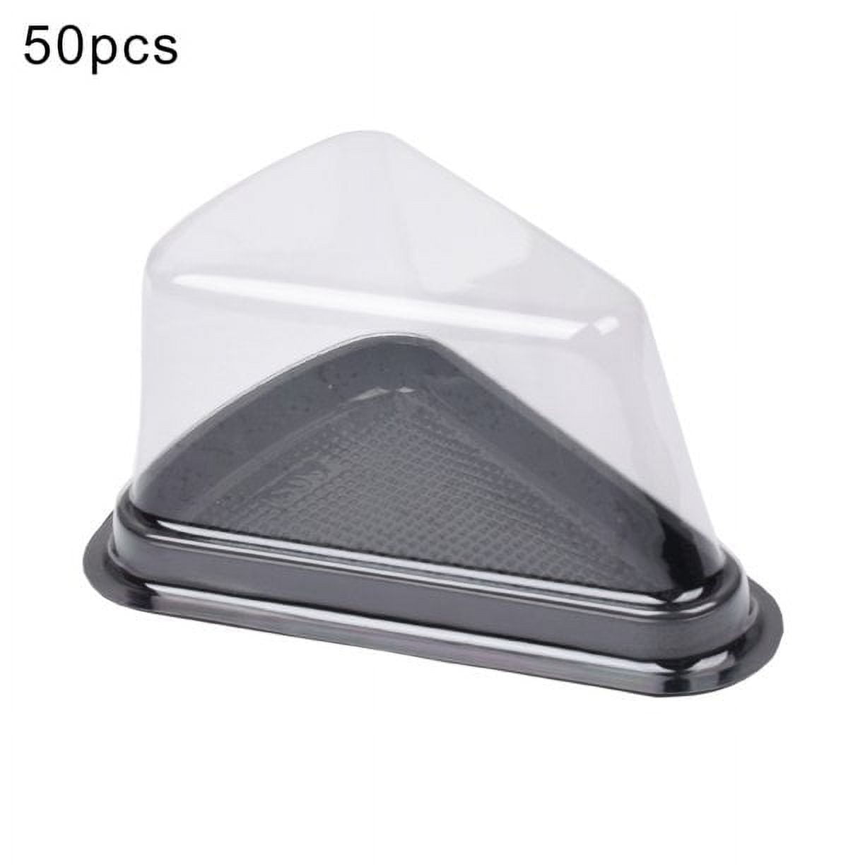 50Pack Cake Slice Containers, Individual Disposable Triangle Plastic