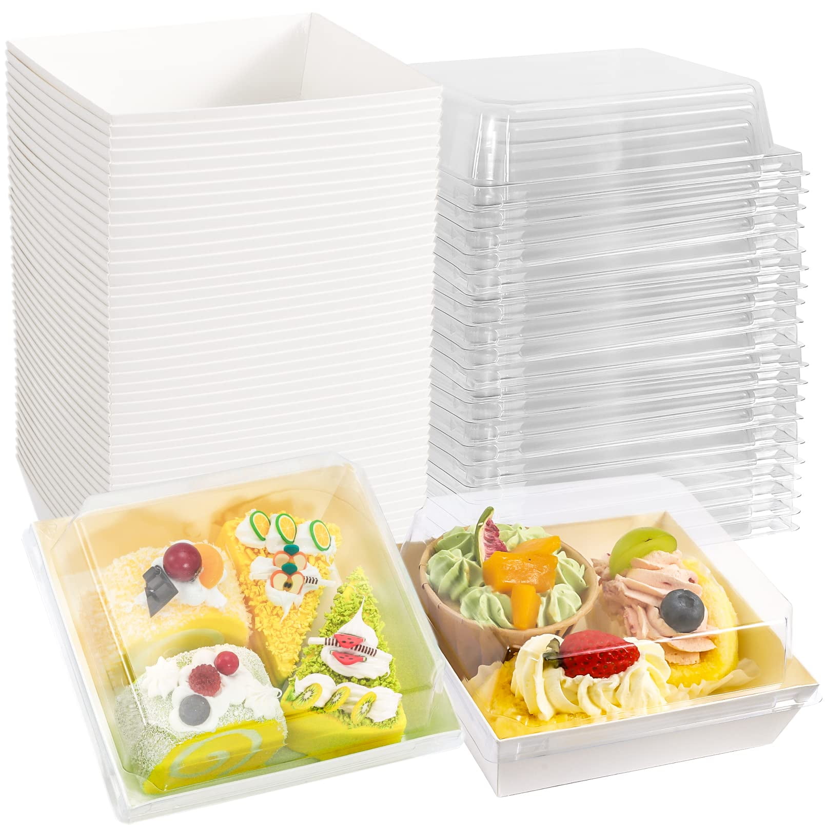 50Pack Charcuterie Boxes with Clear Lids,Square Paper Charcuterie Box