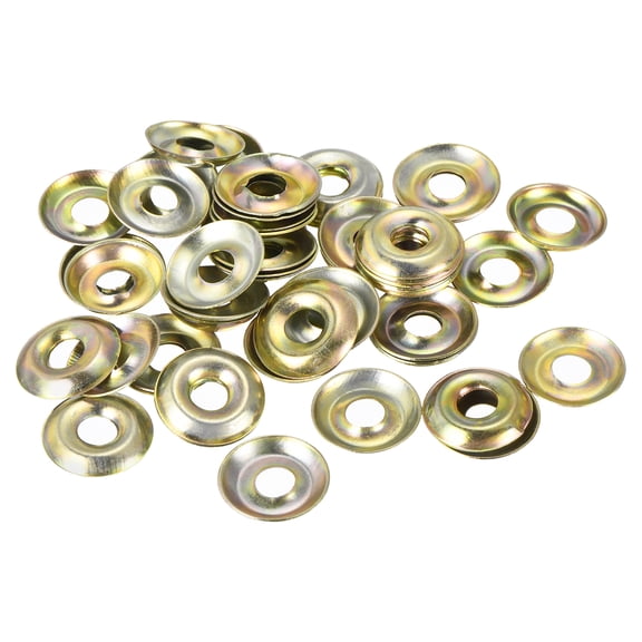 50Pack Cup Washer Countersunk, Iron Yellow Countersunk Finish Washers for M5 Screws(M5 ID x 14mm OD x 2mm Thick)