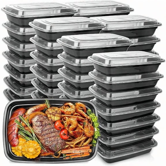 50Pack Food Prep Containers 1000ML/ 34 OZ Microwavable Food Storage Containers with Lids Reusable Plastic lunch Containers Lunch Boxes Stackable Reusable Dishwasher Safe