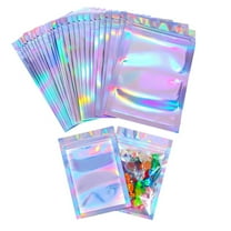 50Pack Front Ziplock Foil Packing Pouch Bags,3.9X5.9In Reusable Holographic Packaging Bags for Jewelry Packaging,Storage Sample Supplies