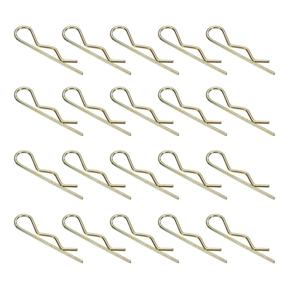 50Pack Hitch Pin Clip, 2.5x70mm Zinc-Plated Spring Steel Retaining R Clip, Gold