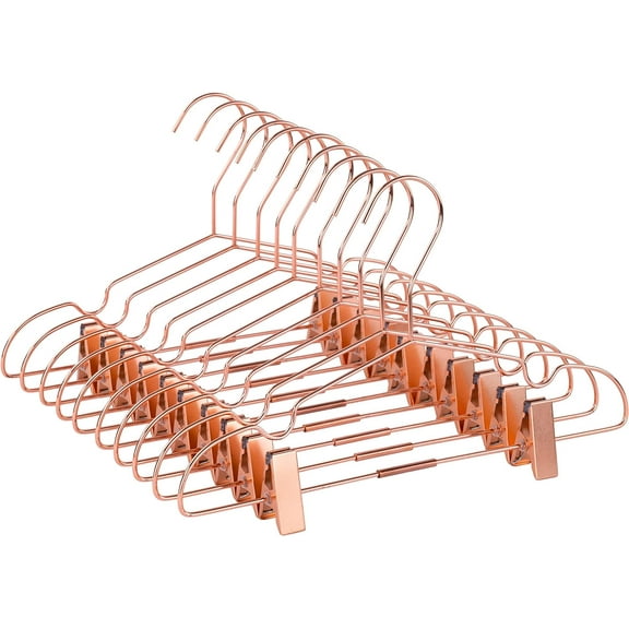 50Pack Koobay 13" Rose Copper Gold Shiny Metal Wire Top Clothes Hangers with Clips for Shirts Coat Storage & Display