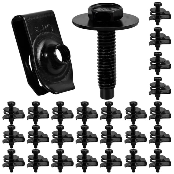 50Pack M6-1.0 U Clips Automotive Kit with Speed Nuts and Screw Clips - Universal Fender Liner Hex Head Screws for Engine Splash Shield (50Pack)