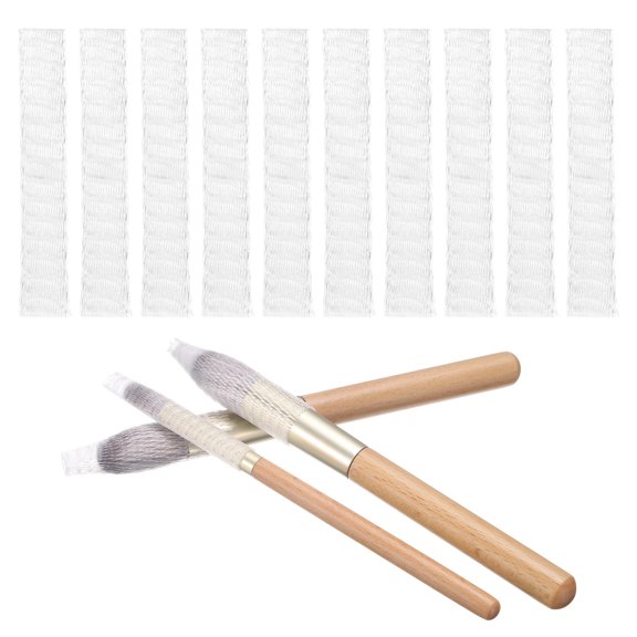 50Pack Makeup Brush Protector, 6cm PE Plastic Mesh Sleeve Cover, Clear