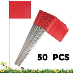 50Pack Marking Flags, Red Yard Flags 15x4x5Inch, Marker Lawn Markers, Irrigation Landscape
