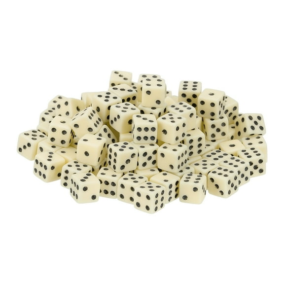 50Pack Mini Dice, 8mm/0.31" Acrylic Tiny Six Side Game Dot Square Dice Bulk for Table Board Game Party Activities, Beige/Black