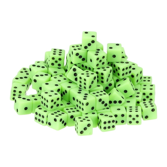 50Pack Mini Dice, 8mm/0.31" Acrylic Tiny Six Side Game Dot Square Dice Bulk for Table Board Game Party Activities, Green/Black