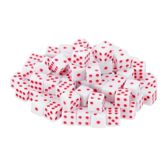 50Pack Mini Dice, 8mm/0.31" Acrylic Tiny Six Side Game Dot Square Dice Bulk for Table Board Game Party Activities, White/Red