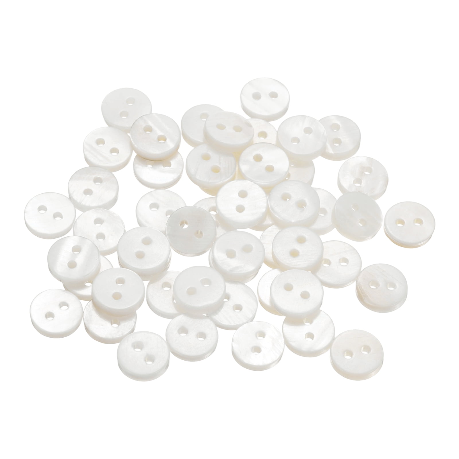 50Pack Natural Shell Button, 2 Hole 9mm Flat Mother of Pearl Button ...