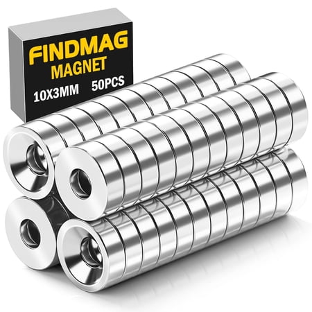 50Pack Neodymium Magnets Rare Earth Magnets, 0.39’’(10mm)Magnets with Hole for Tool, Home, Workplace etc.