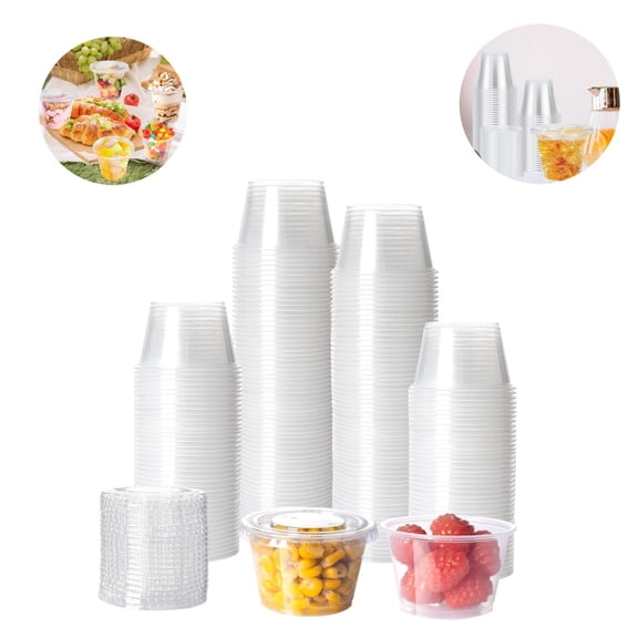 50Pack of Portable Clear Plastic Party Cups,Durable Round Party Serving Cups,HYG Disposable Clear Plastic Dessert Bowls for Home,Camping,2.9x1.9x2.4in