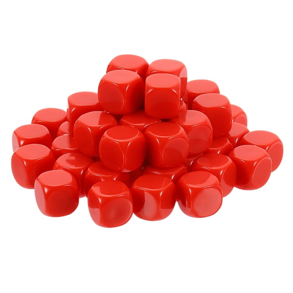 50Pack Rounded Blank Six Sided Dice 16mm/0.6inch Acrylic Dice, Red