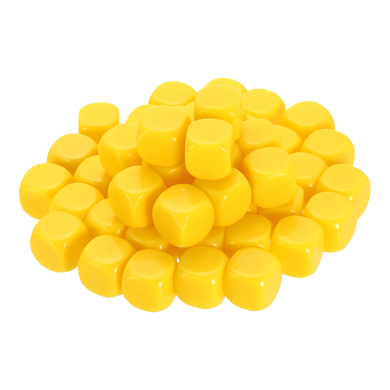 50Pack Rounded Blank Six Sided Dice 20mm/0.8inch Acrylic Dice, Yellow