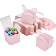 thumbnail image 1 of 50Pack Small Gift Boxes 2x2x2 inch Pink Party Favor Box Kraft Paper Box with Lid Treat Boxes Small Jewelry Box with Ribbon, 1 of 6