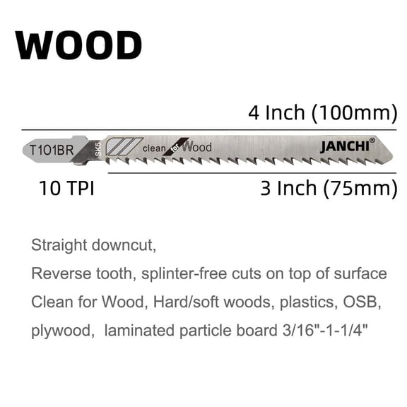 50Pack T101BR T-Shank Contractor Jig Saw Blades - 4 Inch 10 TPI Jigsaw Blades Set- Made for High Speed Carbon Steel, Clean and Precise Straight Cutting Wood Boards PVC Plastic$$Tools & Hardware Other