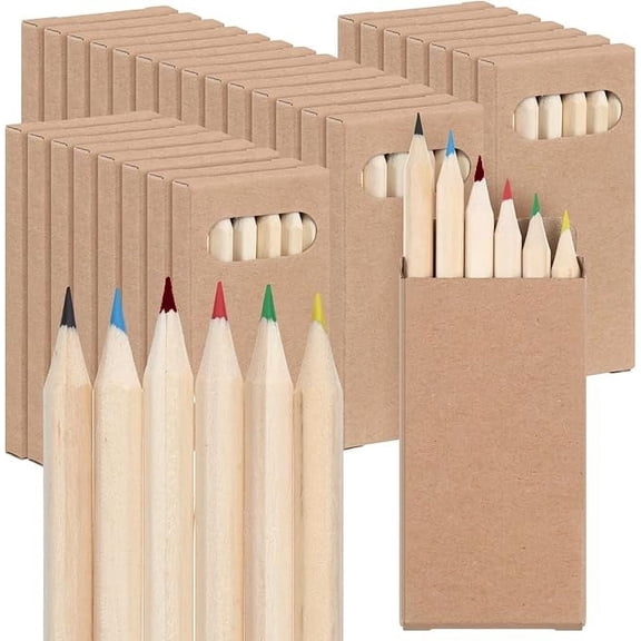 50Packs of 3.5 Inch Mini Colored Pencils in Kraft Boxes, Bulk Coloring Pencils for Adults, Students, Artists, Party Favors, Classroom Supplies & Office Art