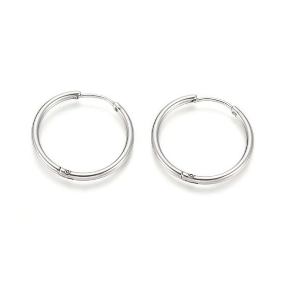 50Pair Tarnish Resistant 202 Stainless Steel Huggie Hoop Earrings Hypoallergenic Earrings with 316 Surgical Stainless Steel Pin Stainless Steel Color 10 Gauge 25x2.5mm Pin: 1mm Inner Diameter: 20mm