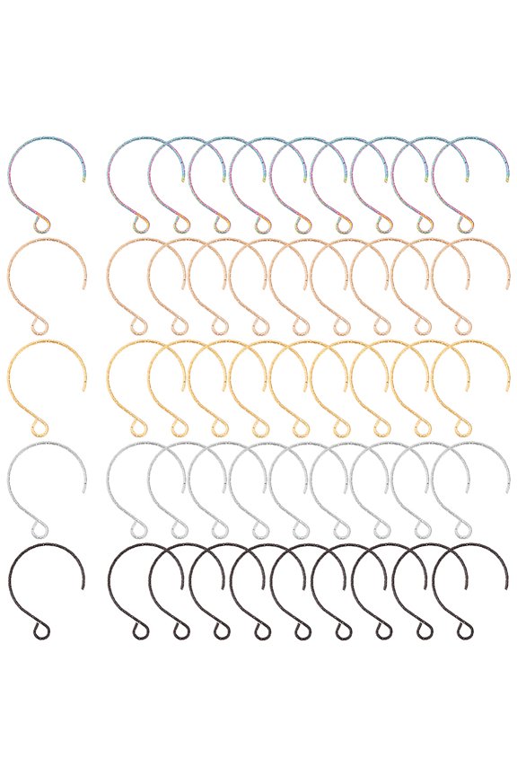 50Pc 5 Colors 316 Surgical Stainless Steel Earring Hooks Ion Plating(IP) with Horizontal Loops Mixed Color 23.5x18mm Hole: 3x2.6mm 22 Gauge Pin: 0.6mm