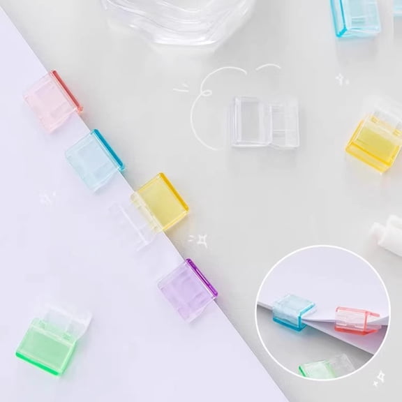 50Pc Transparent Mini Paper Clips, Reusable Plastic Push Clips, Portable Document Fasteners, Cute Small Binder Clips for Paperwork, Notebook Pages, Office Supplies, File Sorting Storage