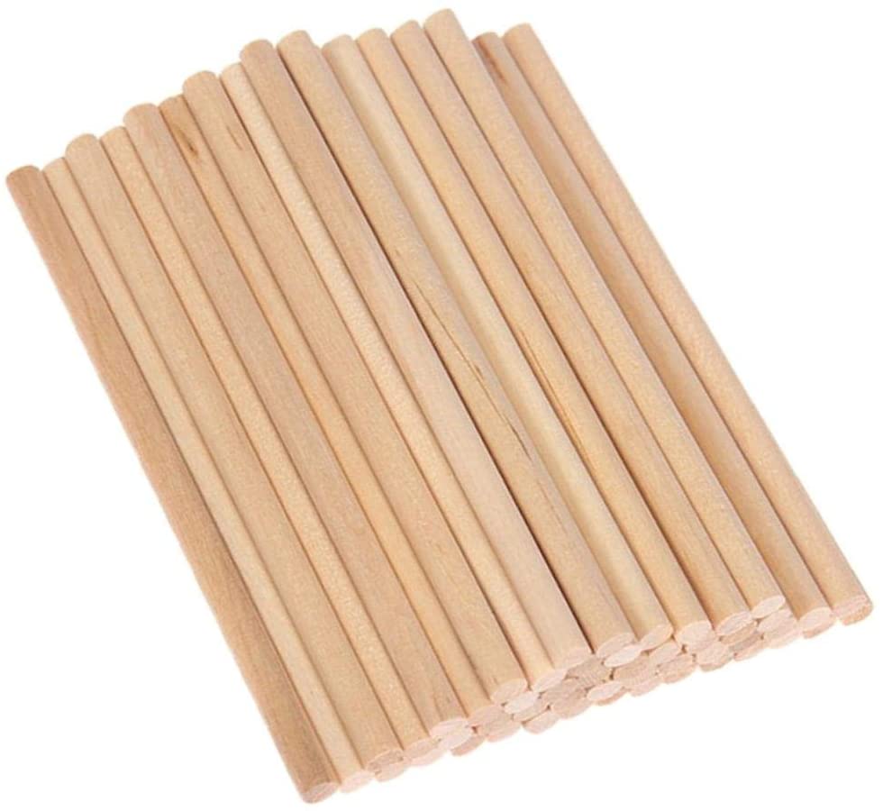 50Pc Unpainted Wooden Dowels Rod Wood Craft Sticks 5mm Thick Hardwood