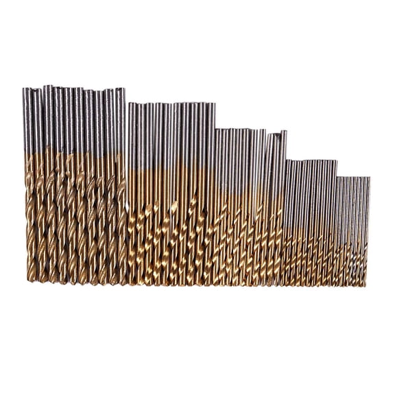 50Pcs 1/1.5/2.0/2.5/3mm Titanium Coated HSS Drill Bit Set,1 Set (50pcs) Drill Bits,Gold & Silver