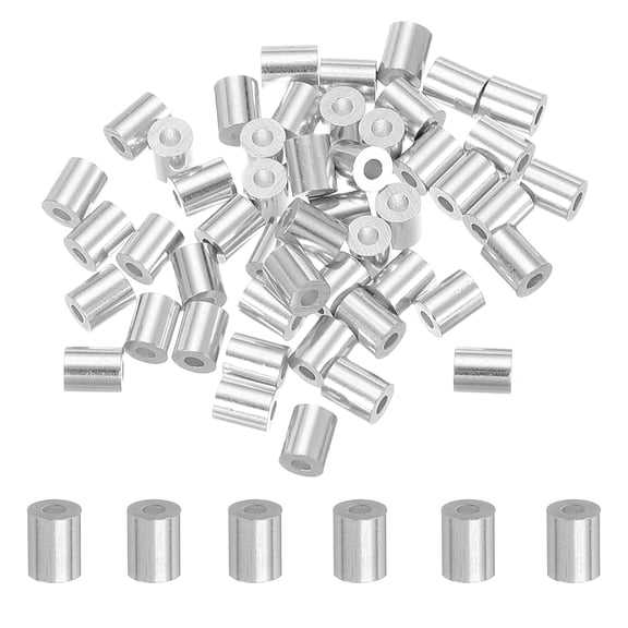 50Pcs 1/16" Aluminum Crimping Loop Sleeve for Wire Rope and Cable, Round