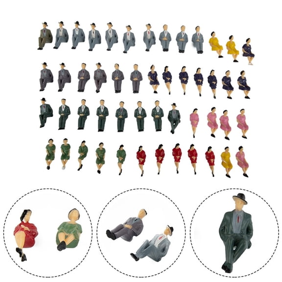 50Pcs 1:32 Scale DIY Painted Figures Tiny Small People Mixed Model People Colorful Different Pose People Train Park Street Passengers