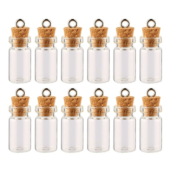 50Pcs 1.5ml Clear Small Mini Glass Jars DIY Wish Bottles For Message Weddings Wish Party Favors with Cork Stoppers (12x24mm)