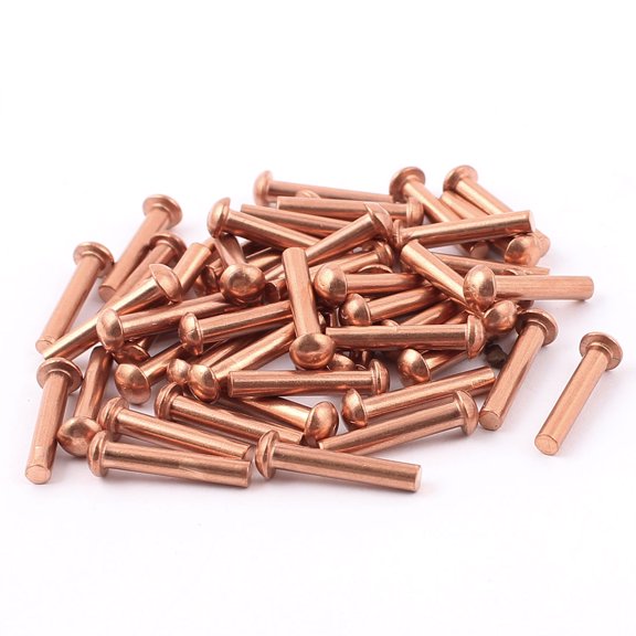 50Pcs 1/8" x 5/8" Round Head Copper Solid Rivets Fasteners