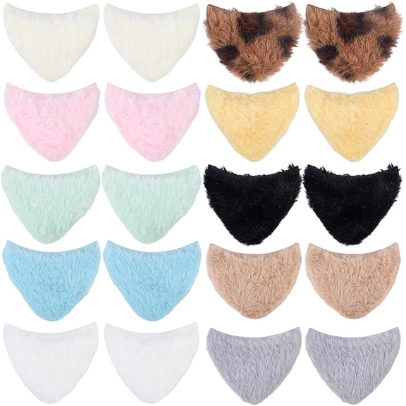 50Pcs 10 Colors Plush Cat Ears Hair Clips Fuzzy Cat Ears Bulk Soft Cute Cartoon Cosplay Hair Embellishment Accessories